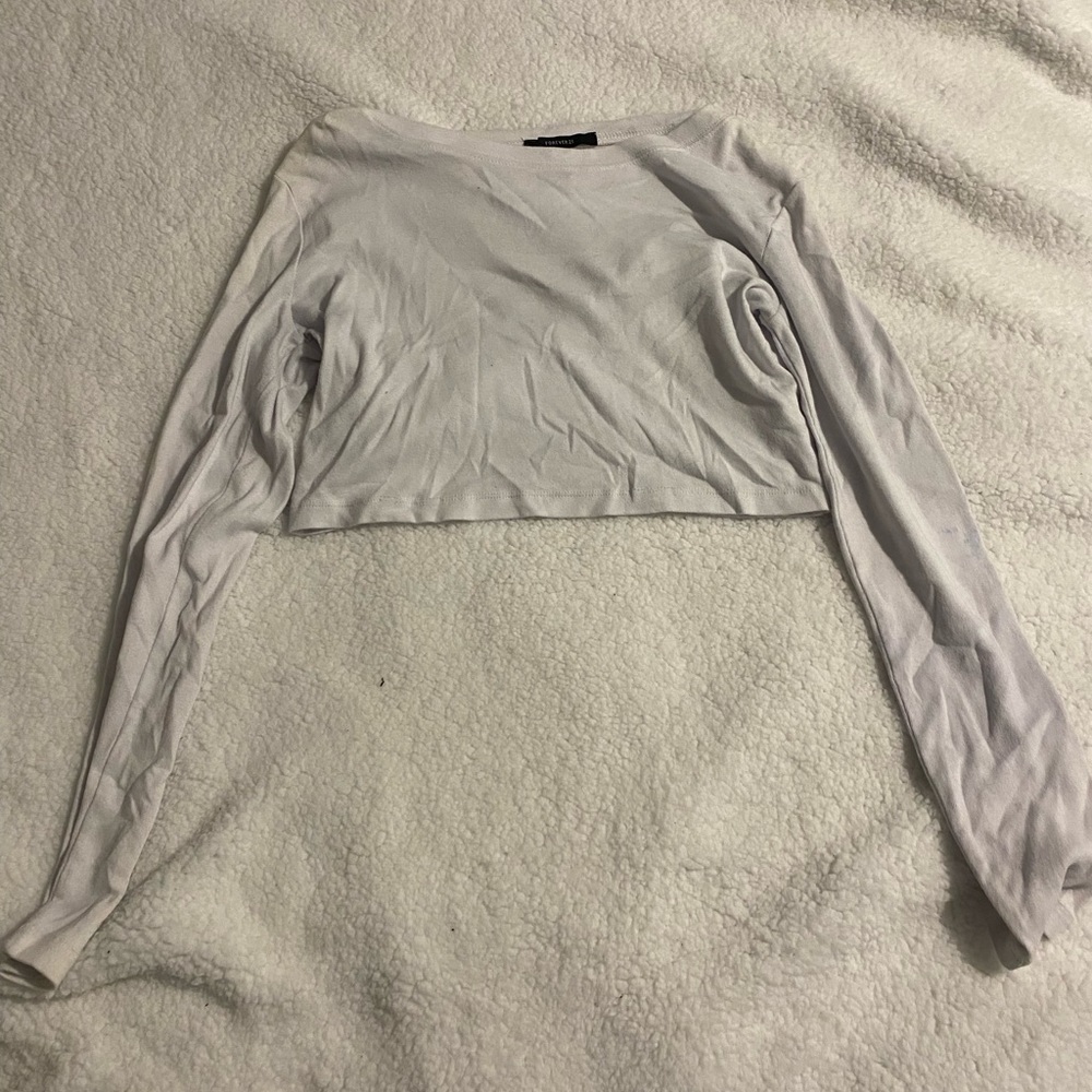 white cropped long sleeve